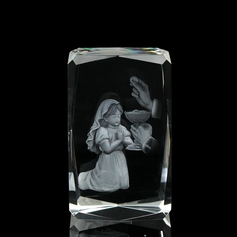 Cubo de Cristal 3d com Menina Rezando, Decoração para Casa, Lembrança. MDUG