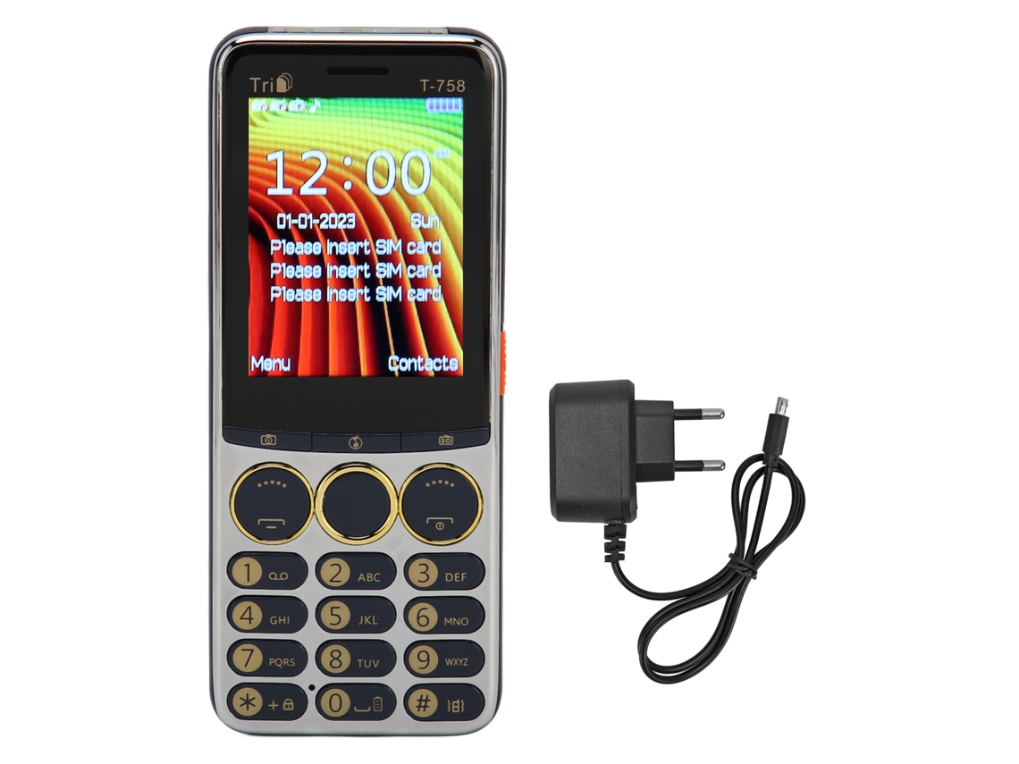 Mali telefone Celular T 758 Gsm Desbloqueado 2,8 Polegadas Bateria 3200mah Botões Grandes Alto Volume para Idosos Plugue Eu Azul
