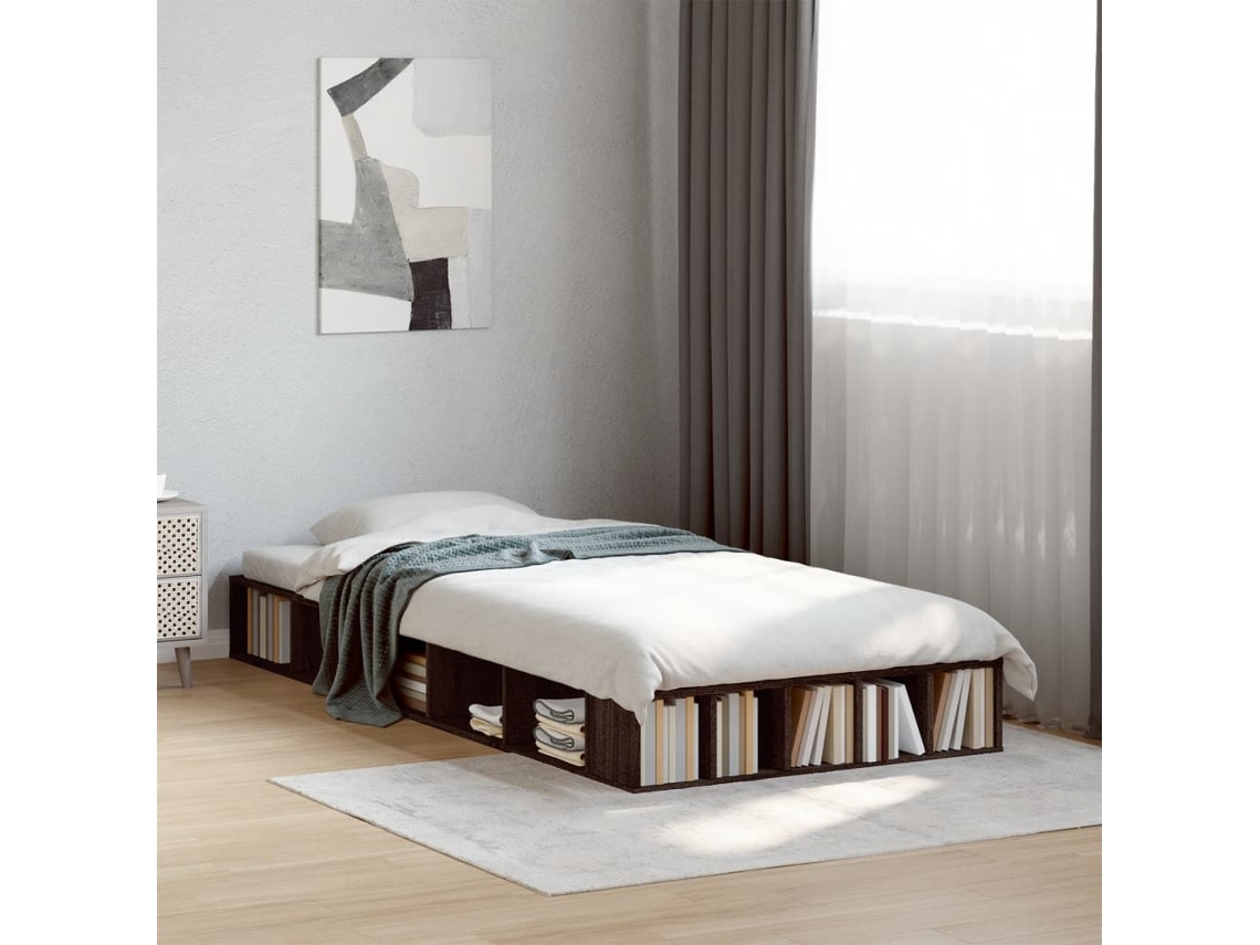 Estrutura De Cama 90x200 Cm Derivados Madeira Carvalho Castanho