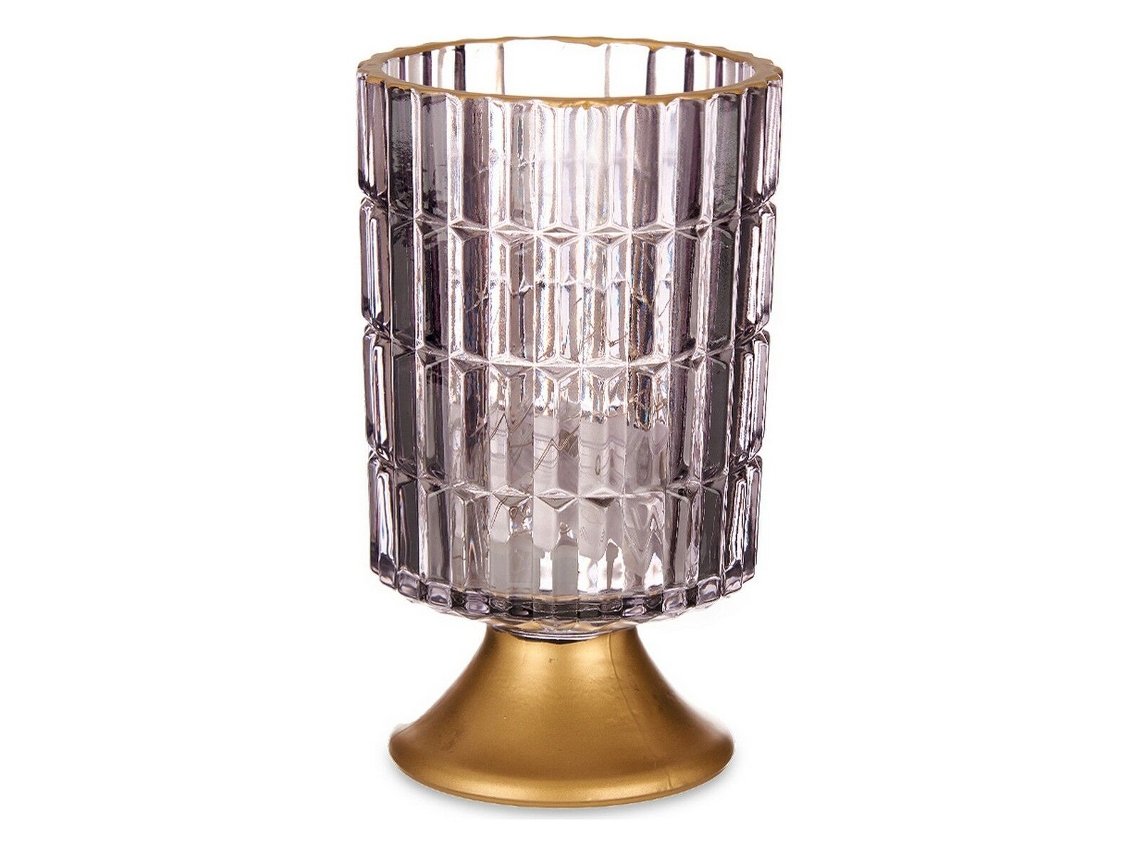 Lanterna Led GIFT DECOR (Cinzento - Vidro - 10,7 x 18 x 10,7 cm)