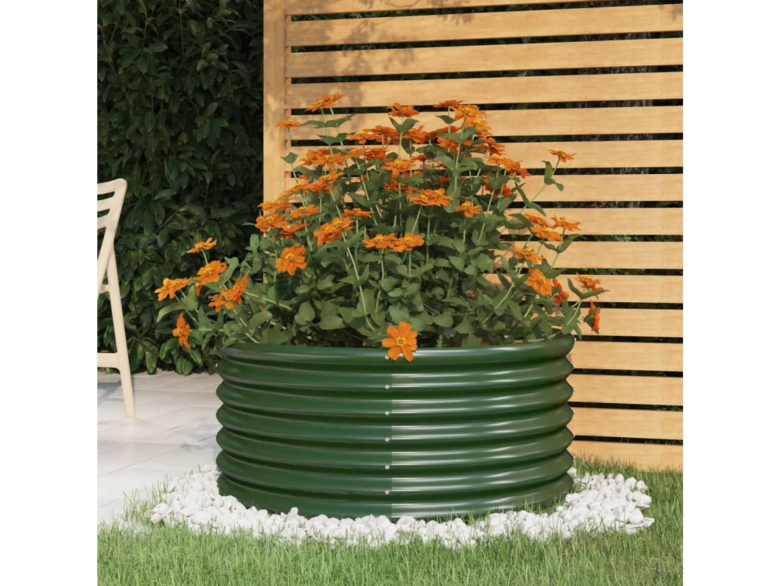 Vidaxl Vaso/floreira De Jardim Aço Galvanizado 80x80x36 Cm Verde