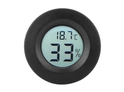 Termômetro Higrômetro Digital LCD, Embutido, Circular, Mini, para Interior, Preto, de 50 a 70°C, 10% a 99% HR | S/MARCA
