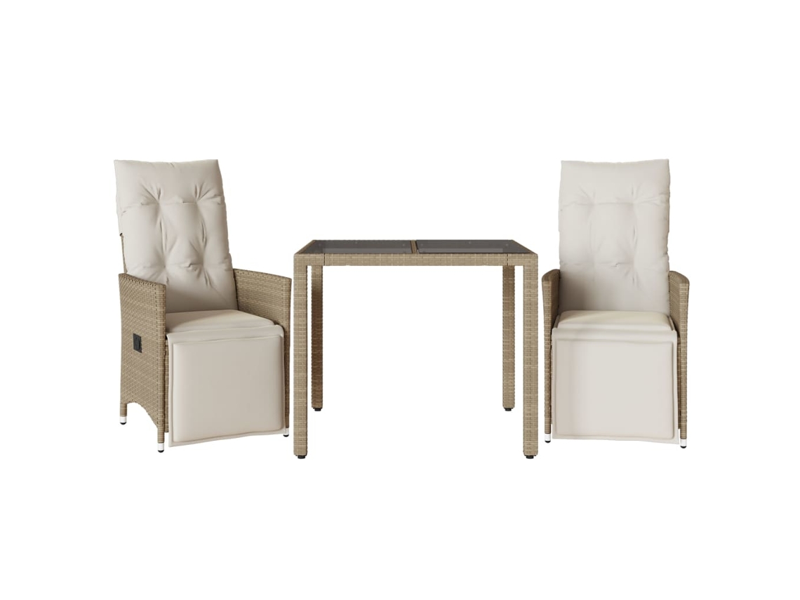 Bistro Set, Bistro Sets Vidaxl Bege Rattan / Vime (90 X 90 X 75 Cm)