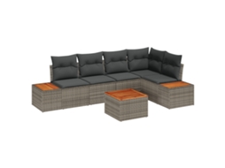 Conjunto 5 Sofá De Jardim Vidaxl Cinzento Vime Pe (264 X 154 X 85 Cm)