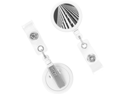 Suporte retrátil reforçado para crachá, com bobinas para identificação de edifícios em branco e listras brancas, clipes.
