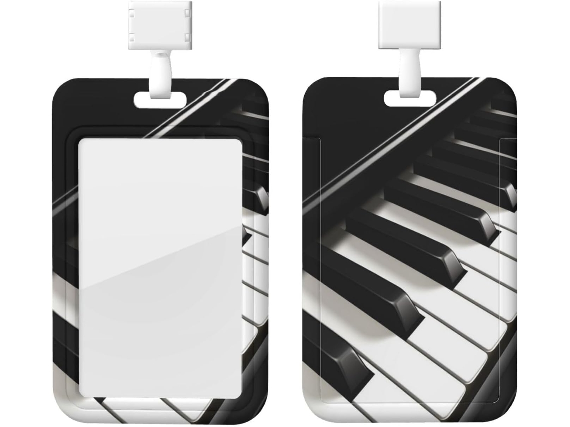 Porta Crachá Com Cordão, Porta Crachá De Plástico Impermeável, Estilo Tecla De Piano, Protetor Vertical Crachás De
