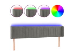 Led Headboard, Led Headboards Vidaxl Cinzeto Veludo (163 X 16 X 78/88 Cm)