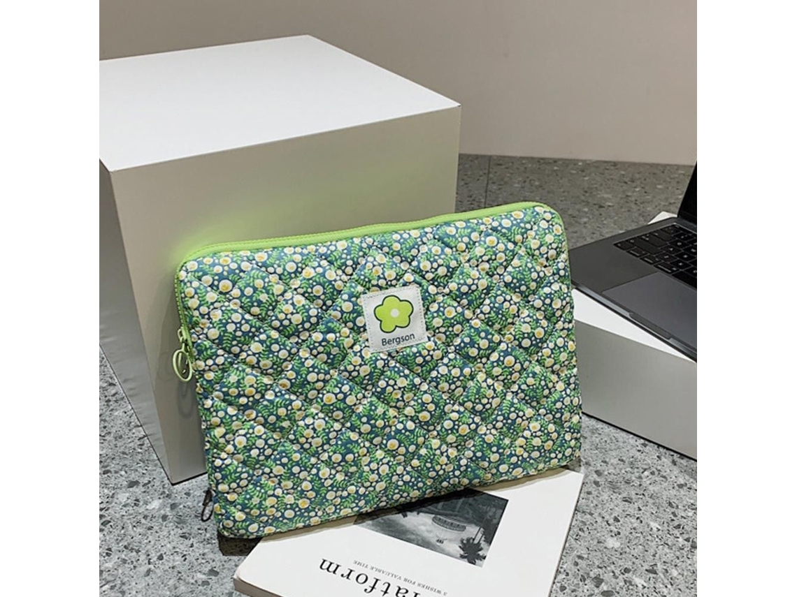 Capa Para Laptop Bolsa Com Forro 11 Polegadas Flor Verde Flor Verde Slowmoose