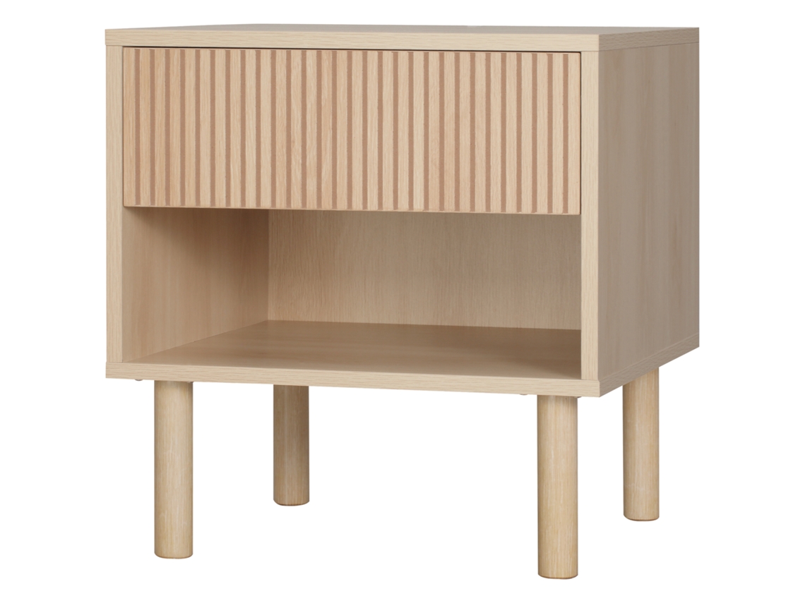 Mesa De Cabeceira Com Gaveta E Prateleira Aberta Estilo Moderno Para Quarto 47x47x50 Cm Madeira