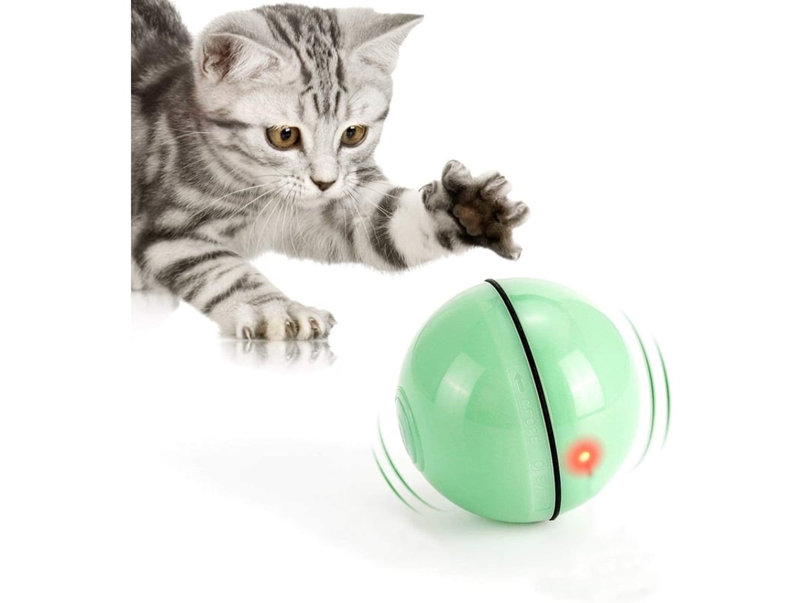 Bola Interativa Para Gato Com Luz Led, Giratória 360°, Recarregável Via Usb, Brincadeira Para Gatitos Verde