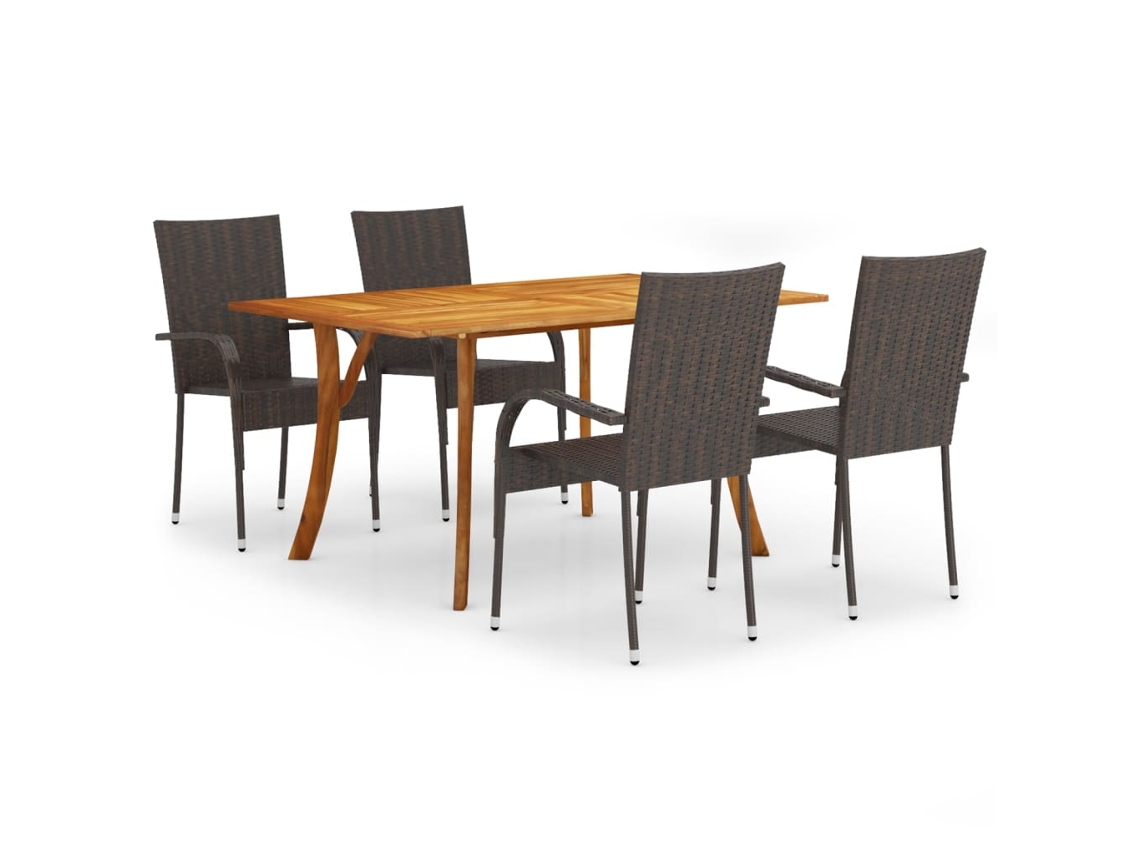 5 Pcs Conjunto de Jantar para Jardim Castanho MAISON EXCLUSIVE