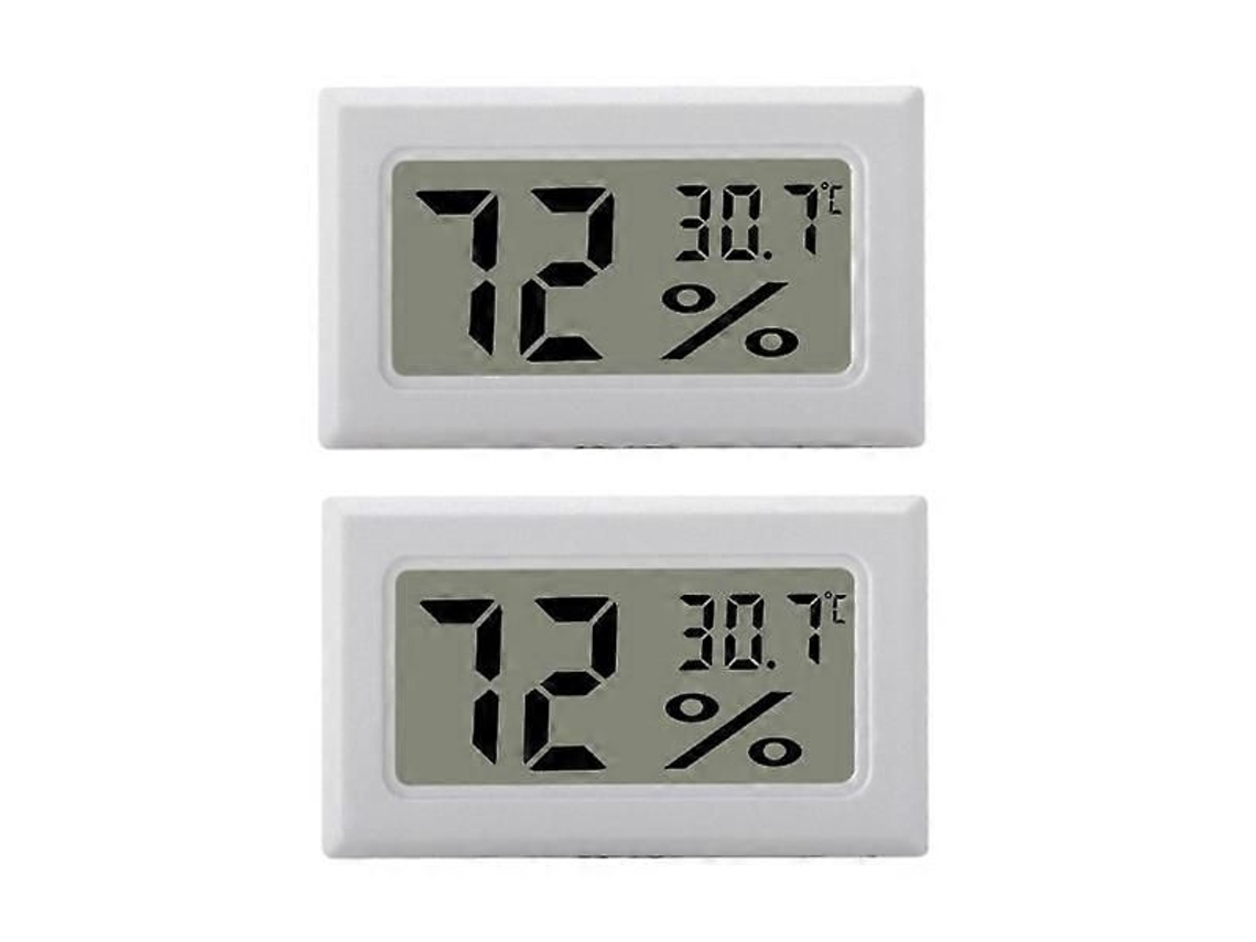 Mini Higrômetro/termômetro Lcd Branco, Pacote Com 2 Unidades
