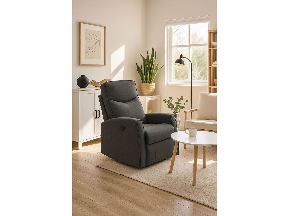 Poltrona Relax Reclinável Umon Tecido - Cinza Escuro