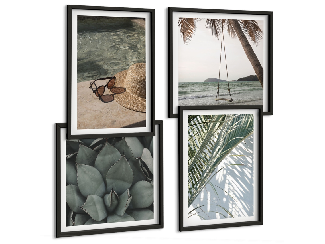 Quadros Decorativos Para Parede Escada Em Espiral, Fachada De Catedral Moldura Preta Quadros Para O Escritório Espelharte (conjunto De 4 Imagens)