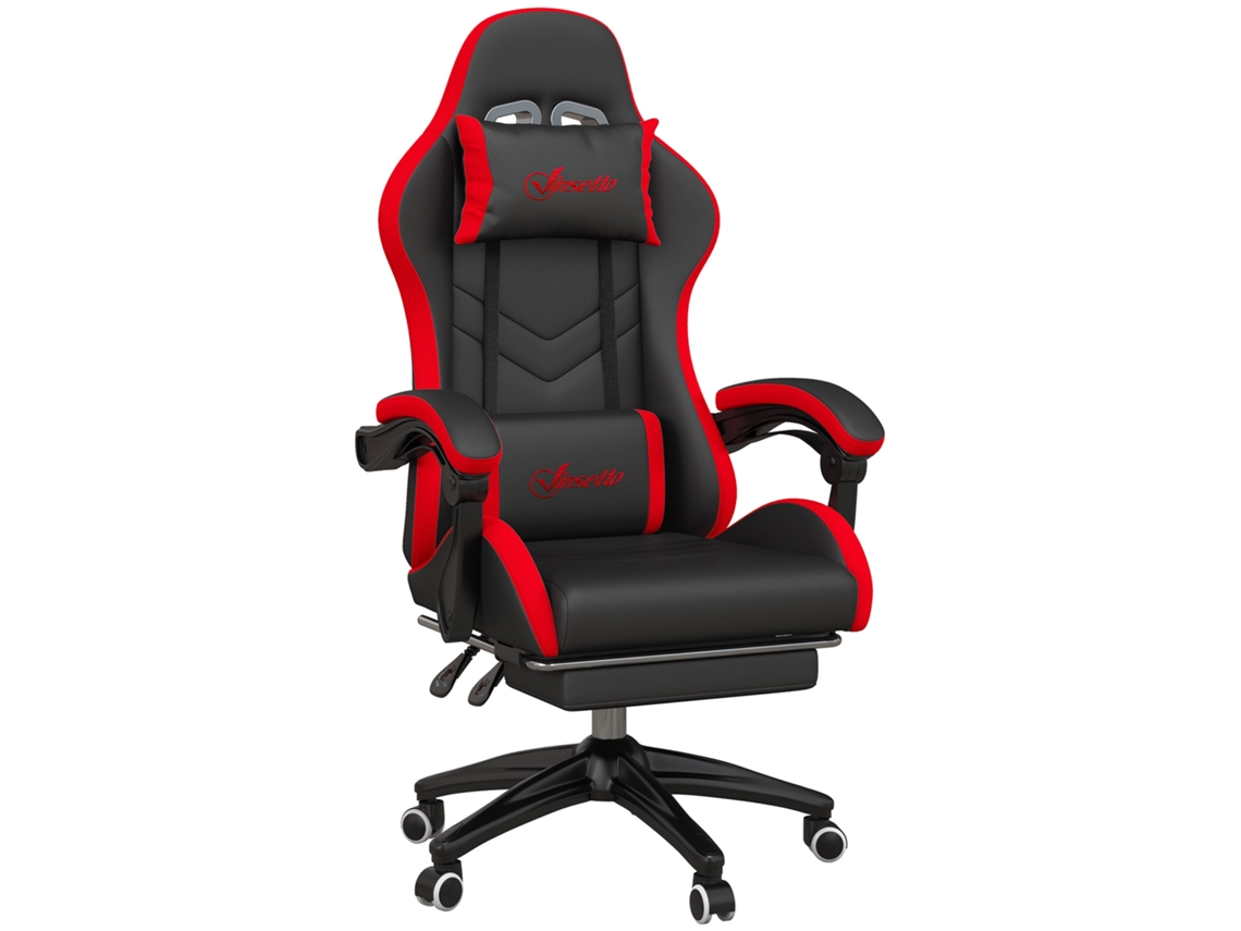 Cadeira Gamer com Altura Ajustável e Encosto Reclinável S/MARCA (65x65x121/129 cm) preto e vermelho