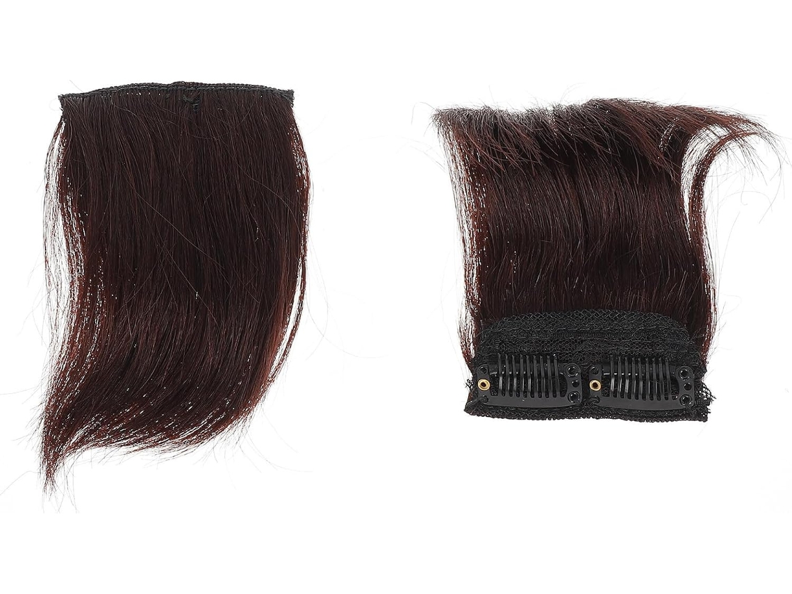 2 peças de extensões de cabelo humano Curto e Invisível, castanho, mini