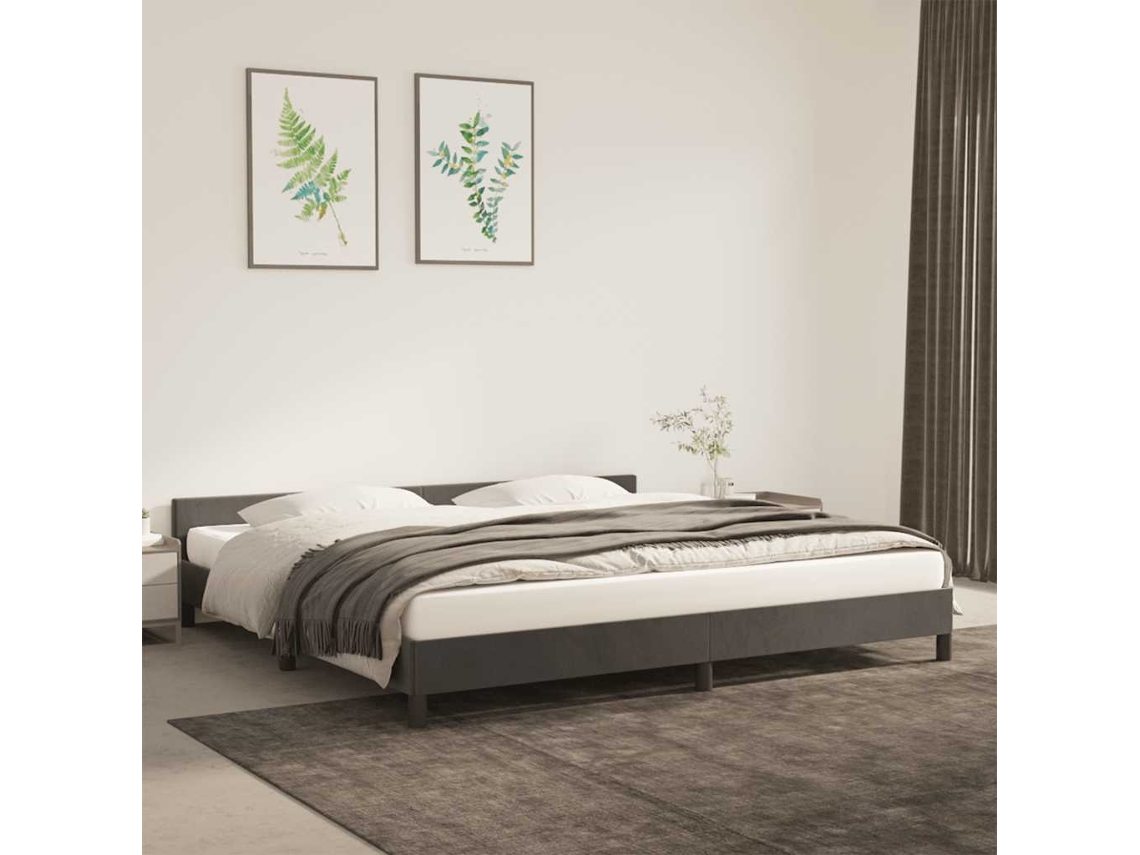 Vidaxl Estrutura De Cama Sem Colchão 200x200 Cm Veludo Cinzento-escuro