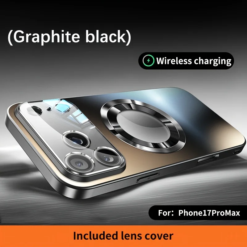 Capa Para Iphone 15 Plus Preta Em Titânio Fosco, Compatível Com Magsafe E Com Lente De Vidro.
