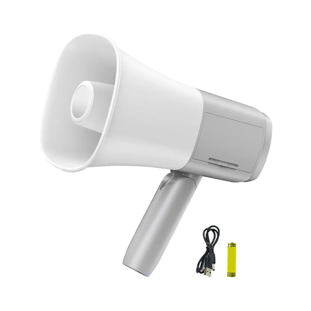 (cinza) Megafone Portátil Com Volume Ajustável E Alça Dobrável, Para Uso Manual.