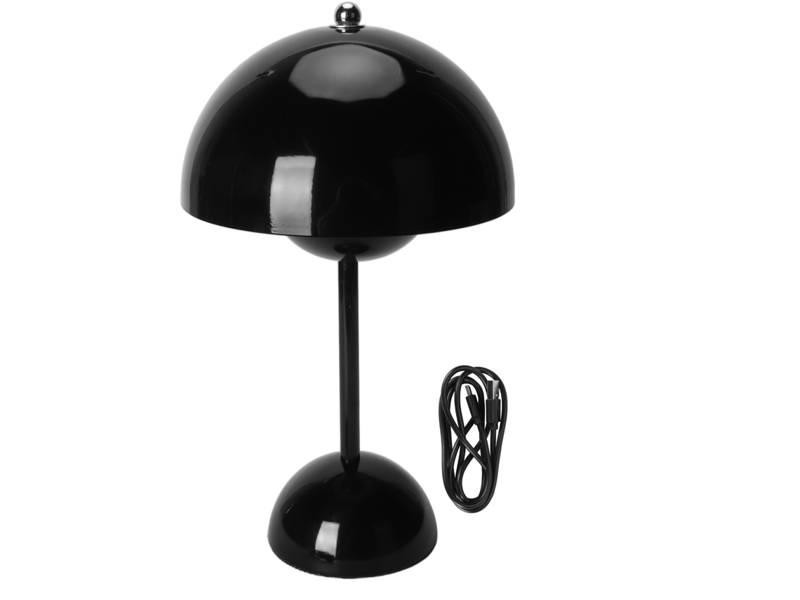 Lâmpada de Mesa Sem Fio Led com Toque Regulável Recarregável Usb Design Cogumelo Preta | S/MARCA