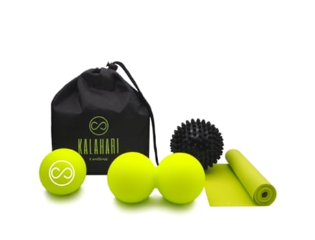 Kalahari Kit De Bolas De Massagem 4 Em 1 Com Ebook De Exercícios – Bola Dupla, Bola Com Pontas, Bola De Lacrosse, Faixa Elástica E Bolsa