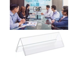 Conjunto de 5 porta-cartões transparentes de dupla face com base em V para reuniões, festas e casamentos.