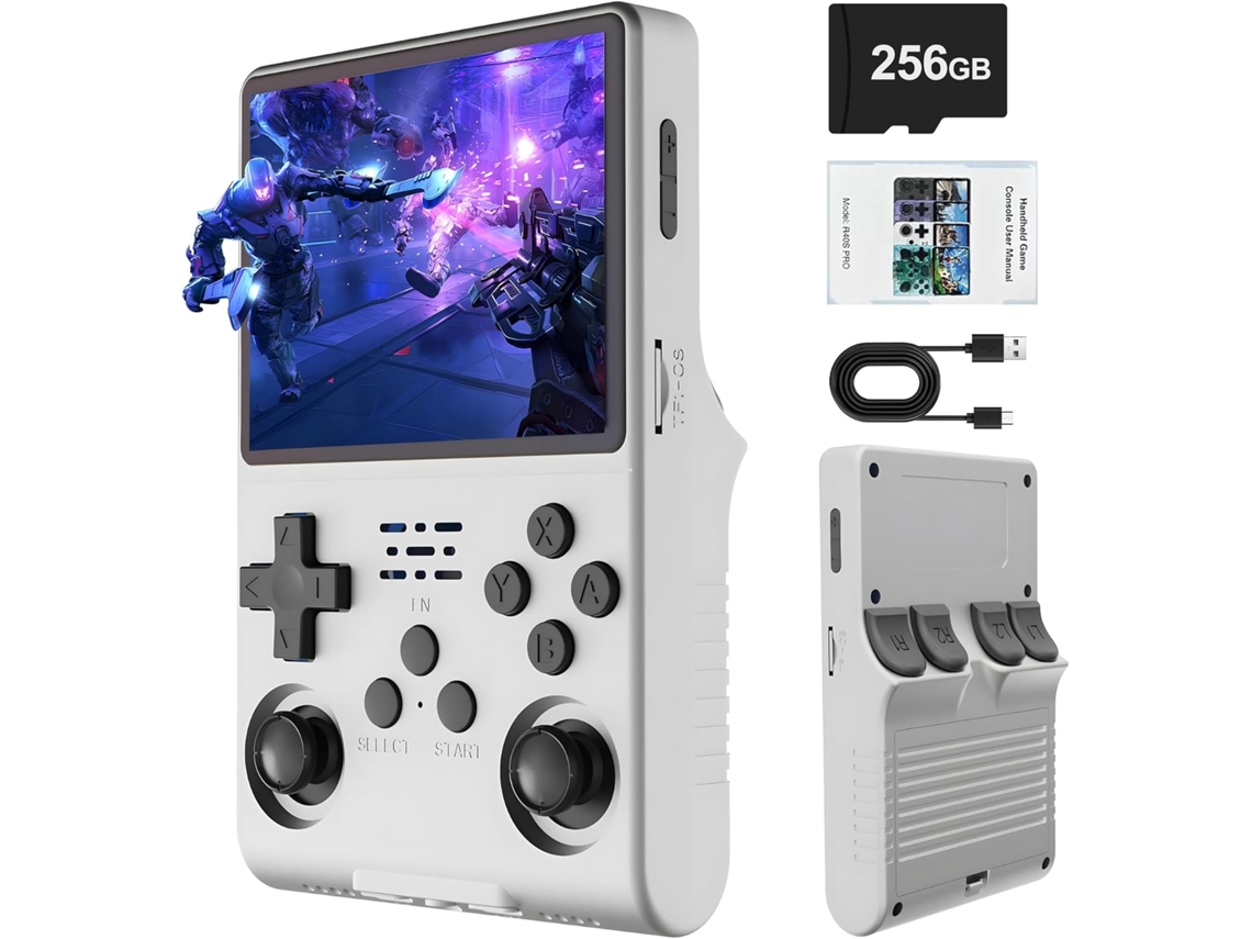 Consola Retro Portátil R40s Pro 30.000 Jogos Hd | Tela 4.5 | Cartão 256gb | Bateria 3800mah | Branco Zruxe
