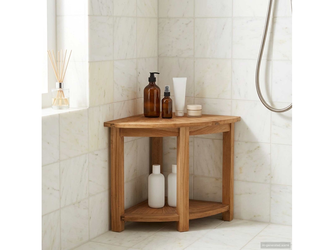 Vidaxl Mesa De Canto Para Banheiro Natural 45 X 45 X 46 Cm
