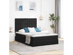Vidaxl Cama De Armazenamento Led Com Colchão Preto 140 X 200 Cm Veludo