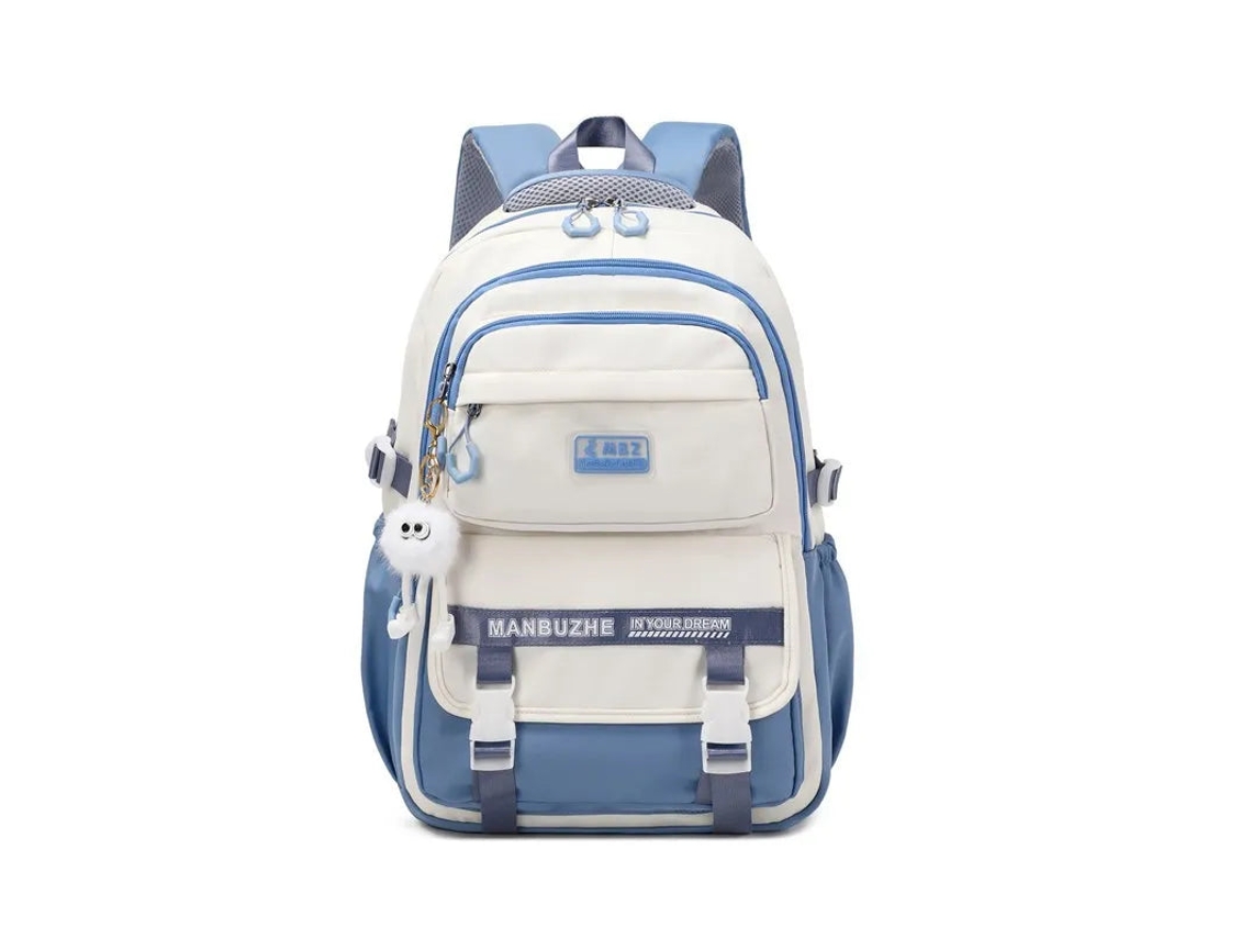 Mochila escolar Weibo WB 15VZ5 para meninas do ensino fundamental, mochila de viagem de grande capacidade, mochila leve, nova (azul)