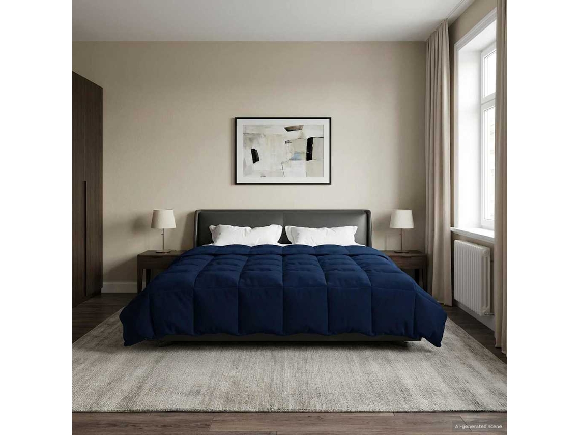 Vidaxl Edredom De Verão Simples 240 X 260 Cm Verão Azul Escuro