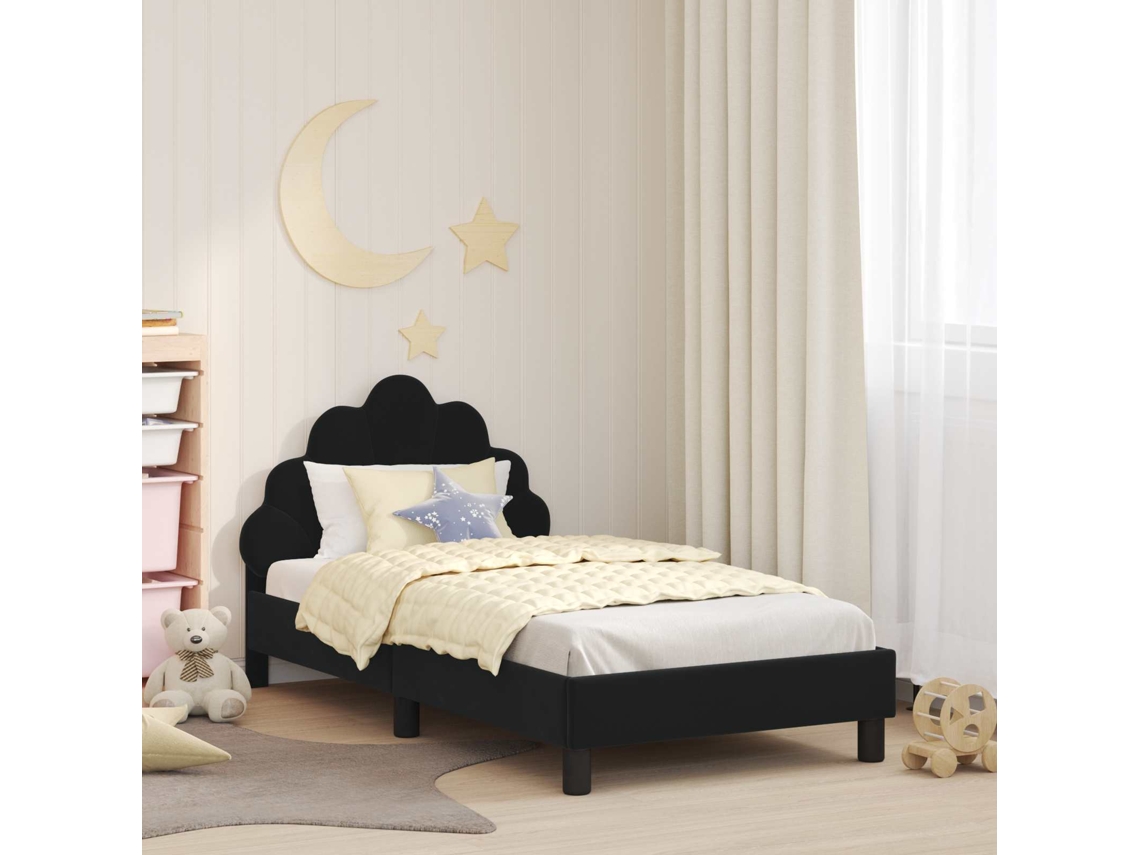 Vidaxl Estrutura De Cama Infantil Com Cabeceira Preto 80 X 160 Cm