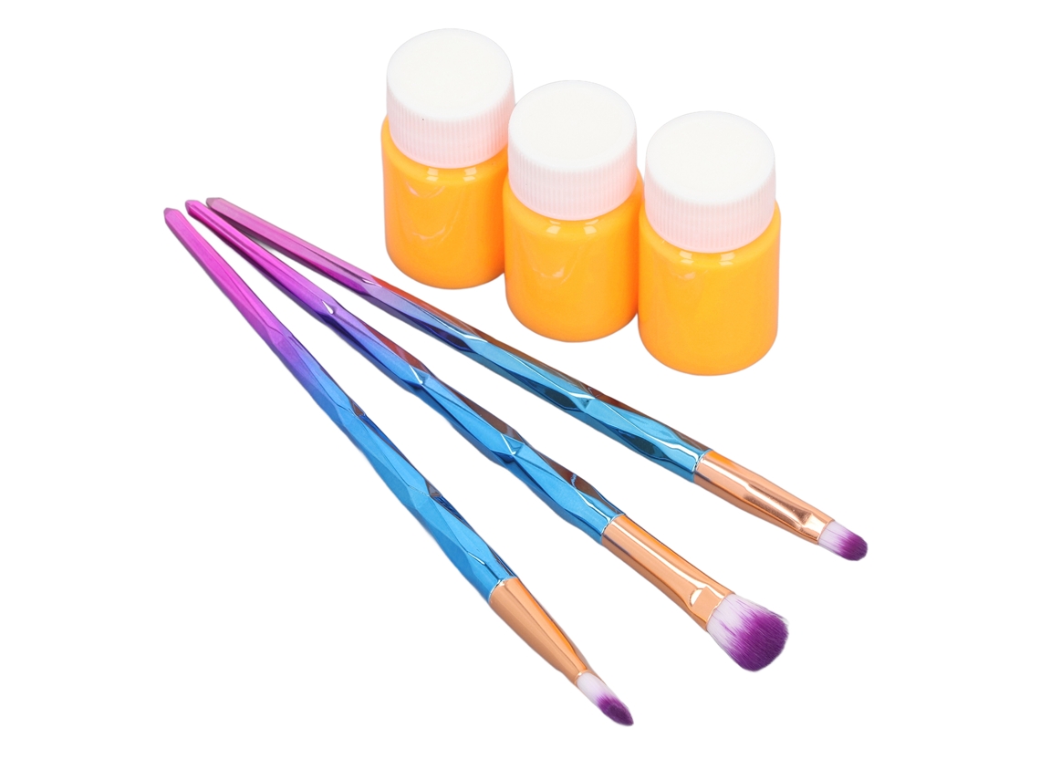 3pcs Tinta Corporal E Facial Laranja Fluorescente 30g Com Pinceis Para Festas