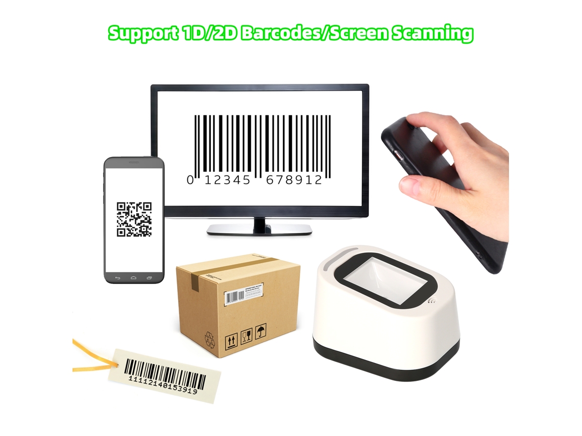 Scanner de Código de Barras 1d/2d Usb para Desktop com Janela Grande | S/MARCA
