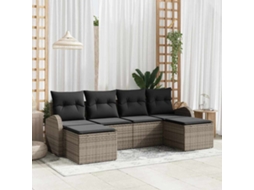 Vidaxl Conjunto De Sofás 6 Unid. Cinzeto Vime Pe
