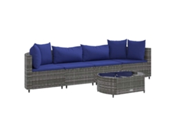 Conjunto de 5 Sofás de Jardim com Almofadões Vime Pe Cinzento MAISON EXCLUSIVE (5 pcs)
