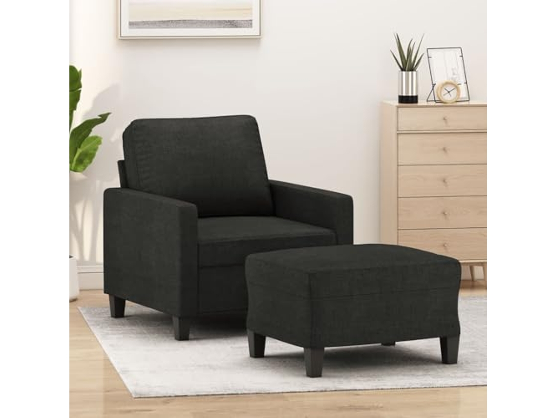 Sofa Chair With Footstool, Sofa Chairs With Footstools Vidaxl Preto Tecido (n/a)
