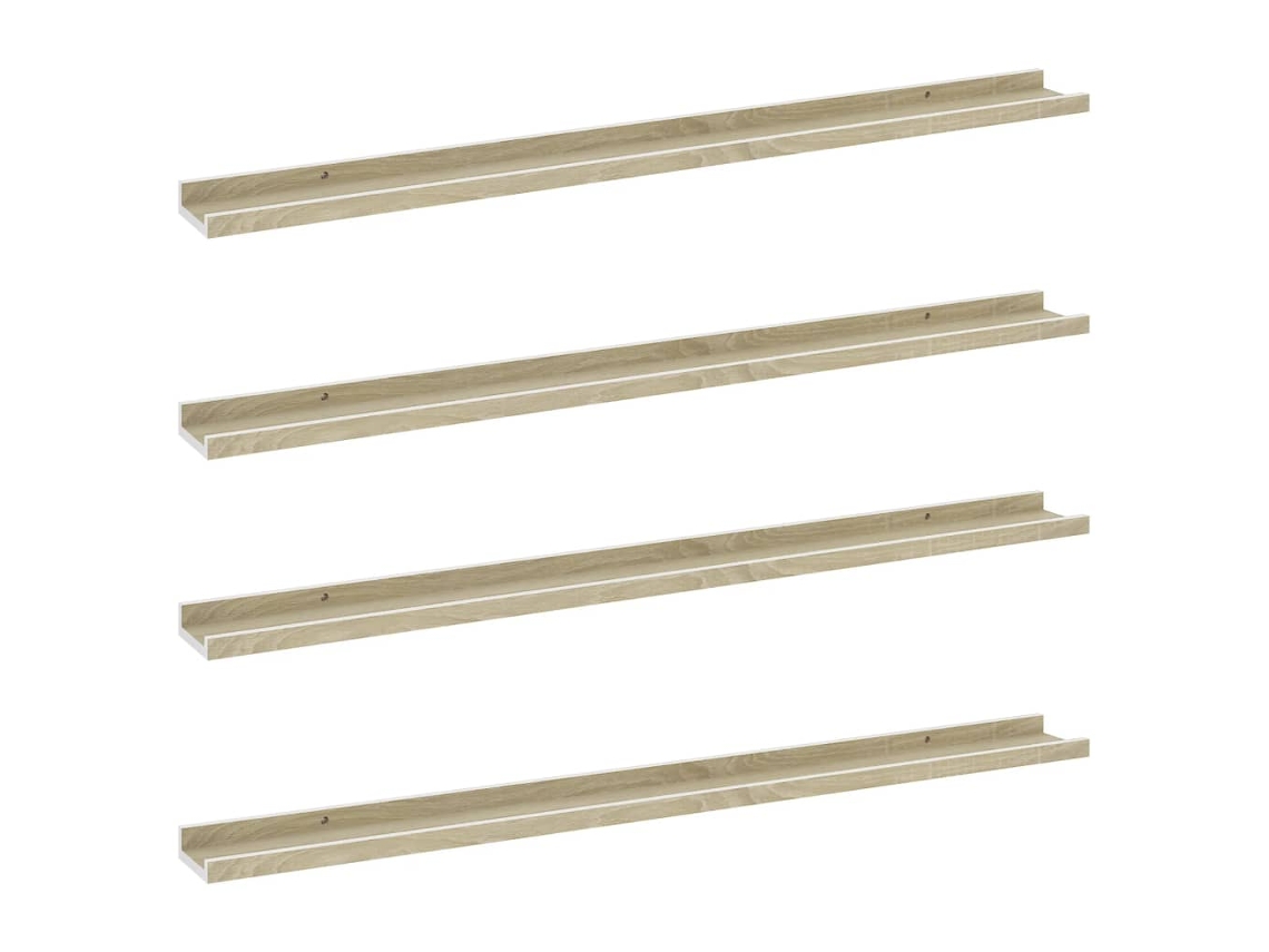 Conjunto 4 Prateleiras de parede VIDAXL branco e carvalho sonoma (100x9x3 cm)