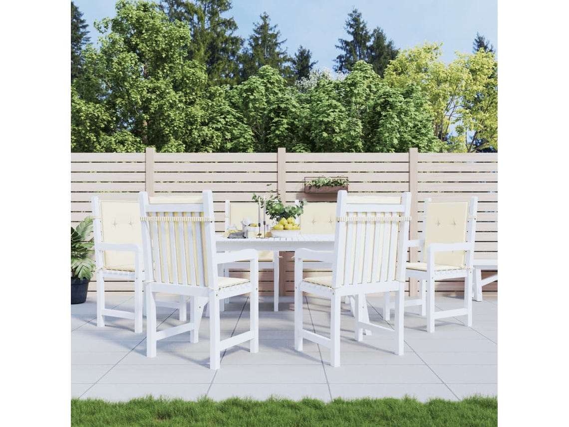 Vidaxl Almofadões Lombares P/ Cadeiras De Jardim 6pcs Oxford Creme