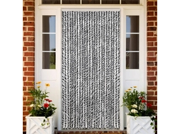 Vidaxl Cortina Anti-insetos 100x220 Cm Chenille Cinzento/preto/branco