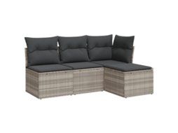 Conjunto de 4 Sofás Jardim com Almofadões Vime Pe Cinzento Claro MAISON EXCLUSIVE (4 pcs)