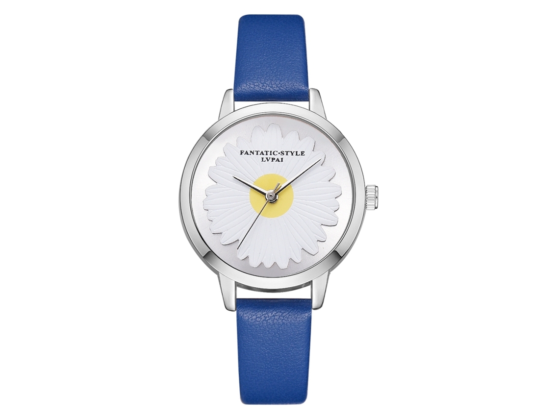 Relógio de Pulso Feminino Lvpai Casual Analógico Quartzo Cinta Pu Azul