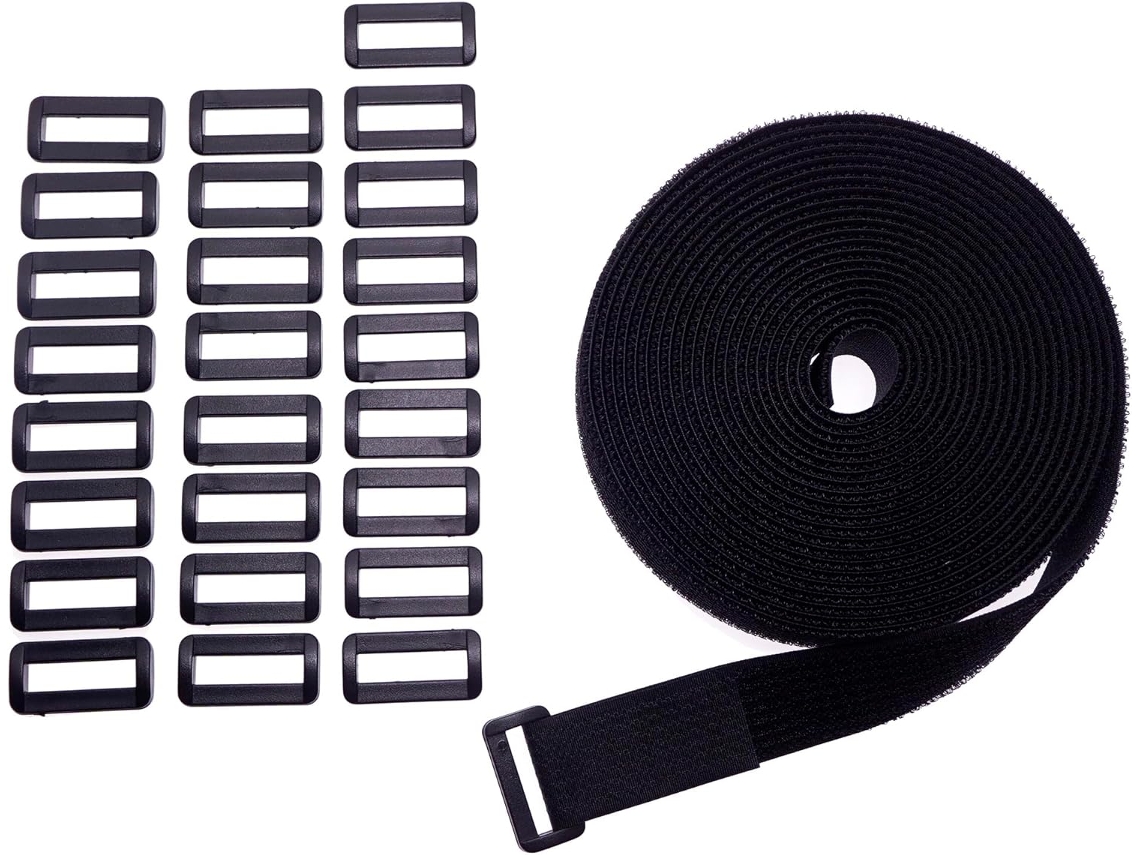 Abraçadeiras De Nylon De 4, 8m X 2cm De Largura Com 25 Fivelas, Reutilizáveis E Resistentes, Com Comprimento Ajustável
