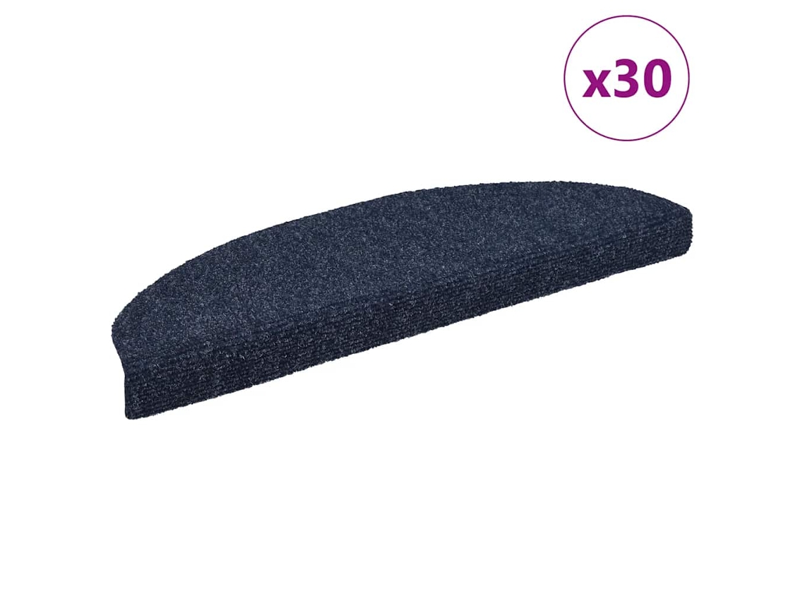 Vidaxl Tapetes De Escada Autoadesivos 30 Peças 65x21x4 Cm Azul Semicircular Grande
