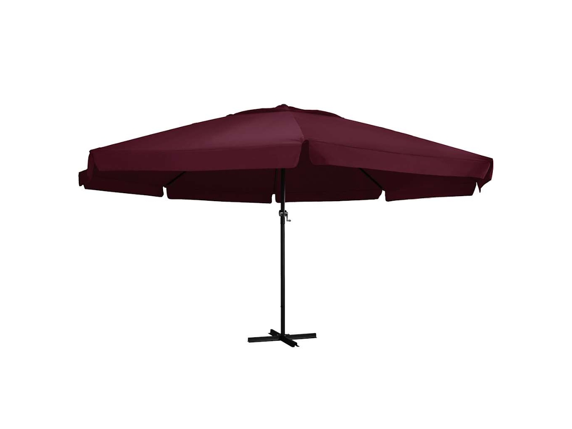 Vidaxl Guarda-sol De Jardim Com Poste De Alumínio 600 Cm Bordô