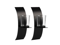 2pcs Suporte De Vela De Parede Estilo Moderno Metal E Vidro Para Decoração Residencial
