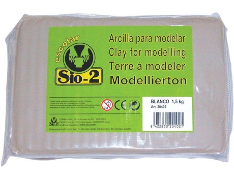 Argila Branca Escolar para Modelar, 1,5 kg