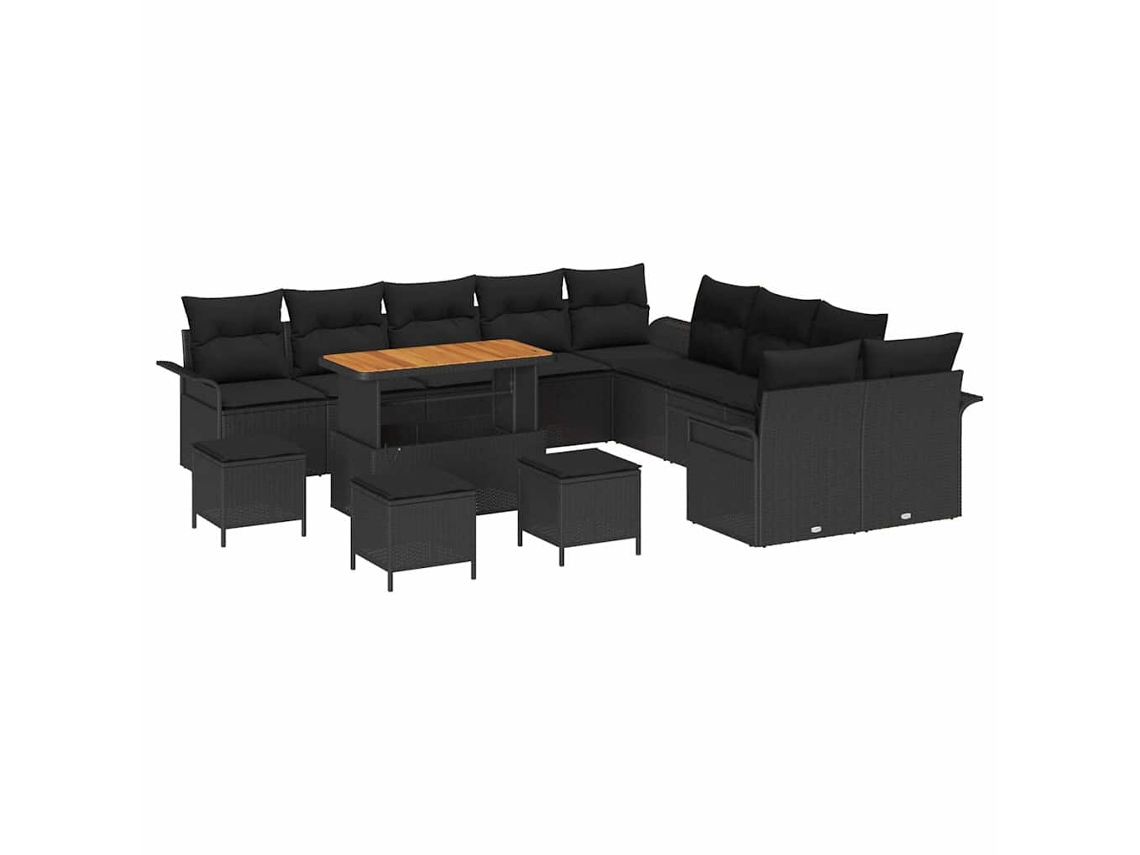 Maison Exclusive - Conjunto De Sofá De Jardim Com Almofada 14 Pcs Preto