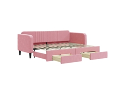 Sofá-cama com gavetão VIDAXL Cor-de-rosa Veludo (80x200 cm)