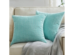 2026-fronhas De Almofadas Decorativas 18x18, 2 Unidades, Tecido De Veludo Suave, Cor Verde Azulado, Para Sofá Cama Auto